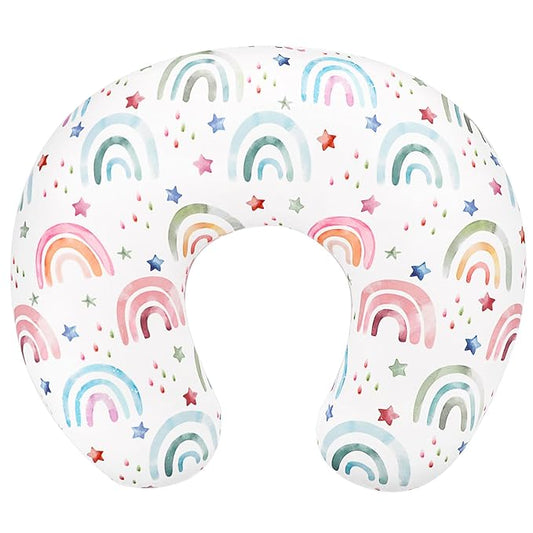 Nursing Pillow Cover, Breastfeeding Pillow Cover for Baby Girls Boys, Soft Stretchy Nursing Pillowcase for Infant Newborn, Removable Slipcover for Nursing Pillows, RainbowStar(Only Cover)
