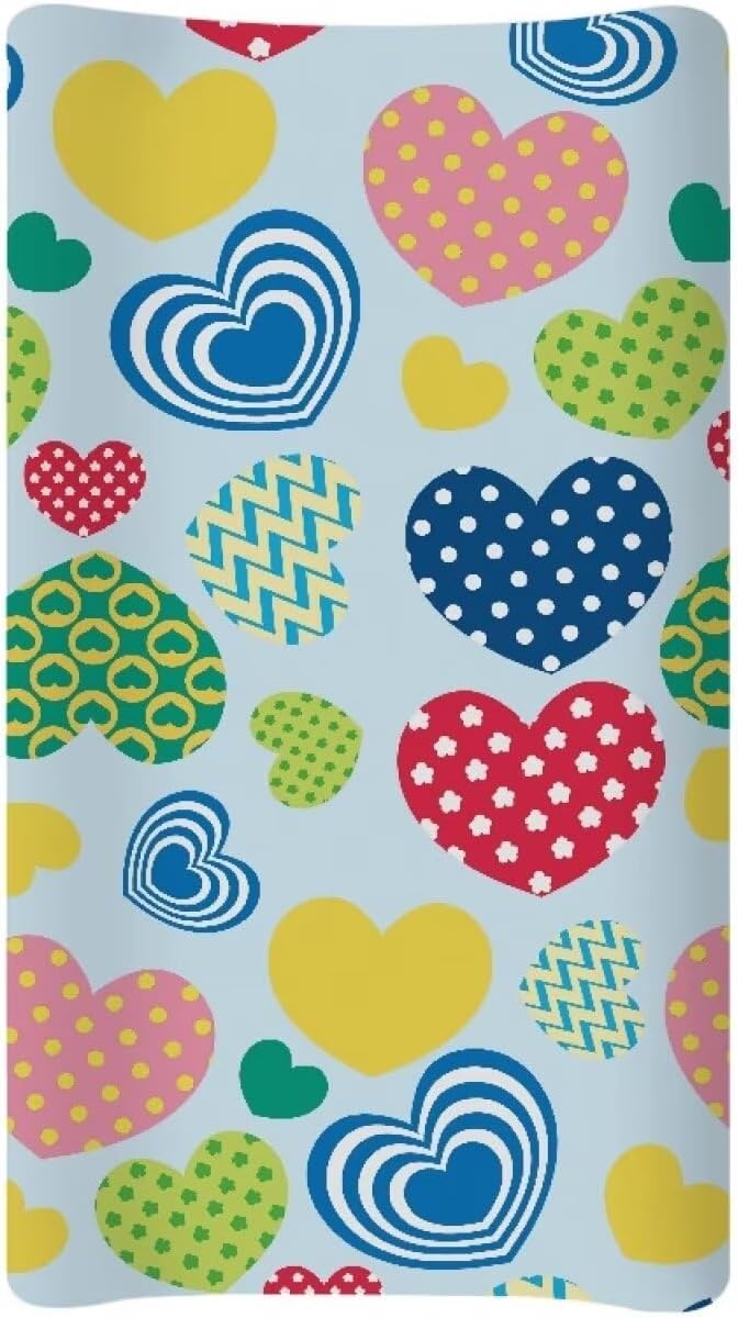 Heart Valentine Changing Table Cover Valentine Decor Comfy Cozy Sheet Crib Mat Waterproof Changing Pad Cover for Baby Breathable Stretchy Universal Tray Table Mat