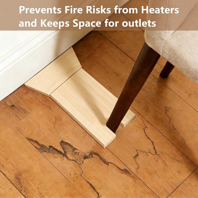 2-Pack Wooden Couch Blocker & Wall Spacer, Solid Wood Sofa Protector for Wall Protection, Prevents Couch Gaps and Fire Hazards from Heaters, Universal Furniture Gap Filler (Round)