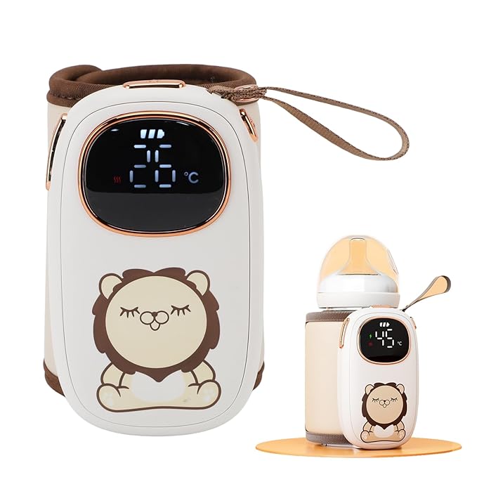 Portable Bottle Warmer Sleeve, Fast Heating 18W USB Rechargeable Baby Milk Heater with Insulation Wrap for Travel, Compact Milk Warmer for , 8000mAh Battery