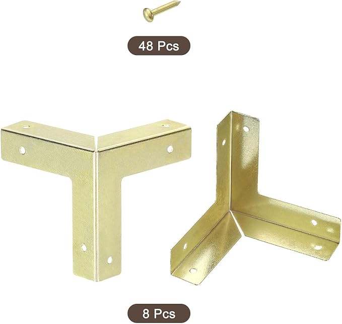 uxcell 8 Pcs Decorative Box Corner Cover, 32mm Metal Edge Guard, Furniture Corner Edges Protector, Yellow