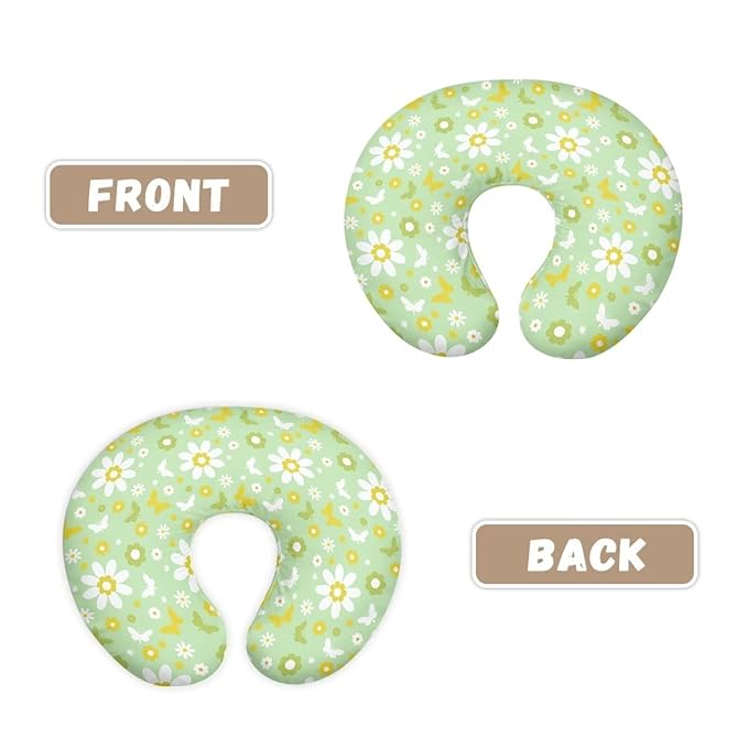 Daisy Floral Nursing Pillow Cover Stretchy Removable Cover for Breastfeeding Pillows Comfortable Slipcover for Baby Girl and Boy Fits The Original Support Pillow