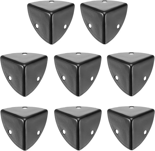 uxcell 8PCS Metal Corner Protector 1.1 x 1.1 x 1.1 Inch Box Edge Guard Protector Zinc Alloy Cabinets Speaker Corners Protector for Furniture Decorative (Black)
