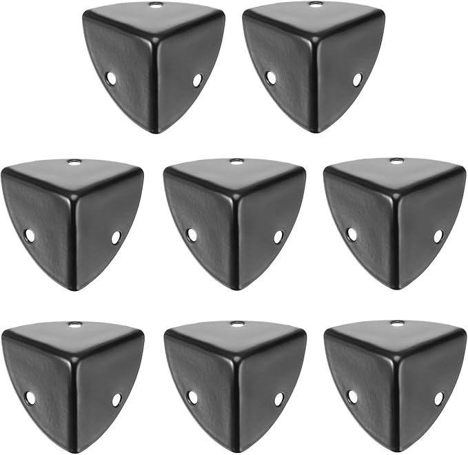 uxcell 8PCS Metal Corner Protector 1.2 x 1.2 x 1.2 Inch Box Edge Guard Protector Zinc Alloy Cabinets Speaker Corners Protector for Furniture Decorative (Black)