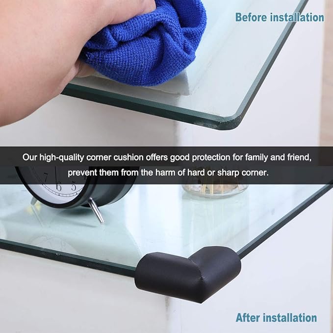 uxcell 2 Pack Foam Furniture Table Desk Edge Cover Pad Protector U Shape Corner Cushion Bumper Guard Black