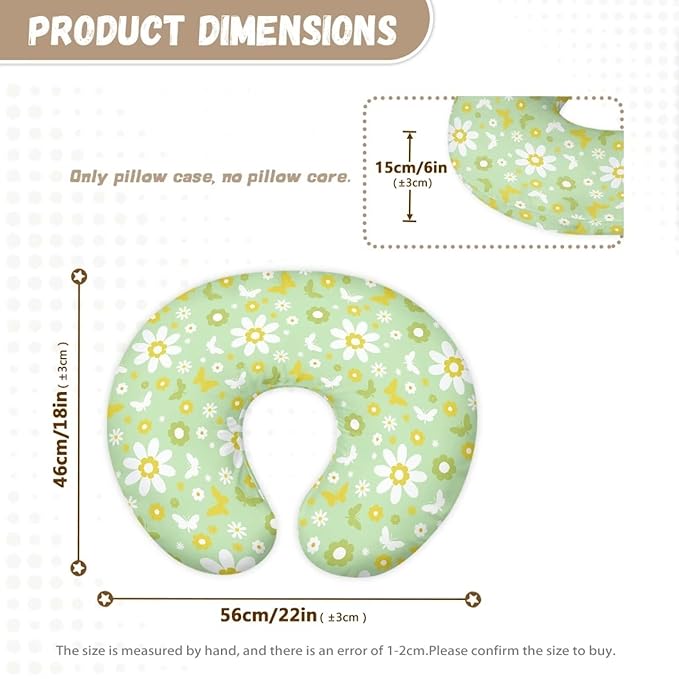 Daisy Floral Nursing Pillow Cover Stretchy Removable Cover for Breastfeeding Pillows Comfortable Slipcover for Baby Girl and Boy Fits The Original Support Pillow