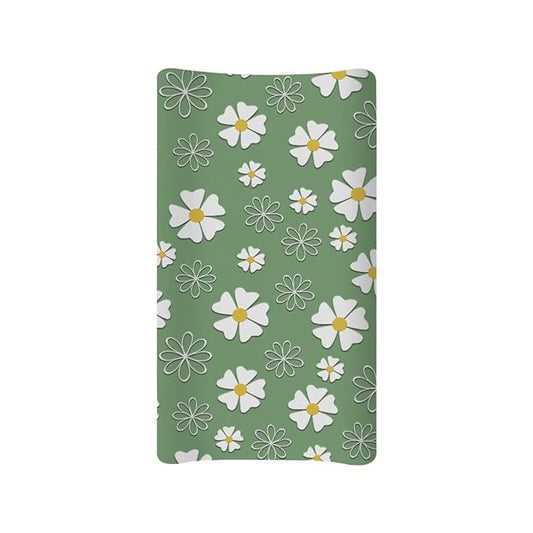 Stretchy Diaper Changing Table Cover, Snug and Soft Change Table Pad Covers Fit 16 * 32 Inches, Daisy Green