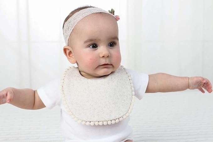 Baby Bib For Girls,Reversible Waterproof Handmade Natural Cotton Baby Drool Bib 0-12 months 3 Pack