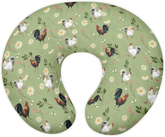 Green Nursing Pillow Covers for Breastfeeding Chicken Pattern Pillow U-Shaped Pillow Cover