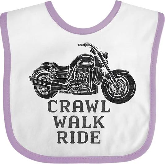 inktastic Crawl Walk Ride Motorcycle Baby Bib