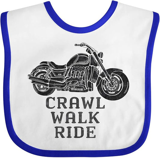 inktastic Crawl Walk Ride Motorcycle Baby Bib