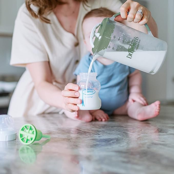 Dr. Brown's Baby Formula Mixing Pitcher 32oz, Olive with Anti-Colic Options+ Narrow Baby Bottles, 4 Pack, 4 oz