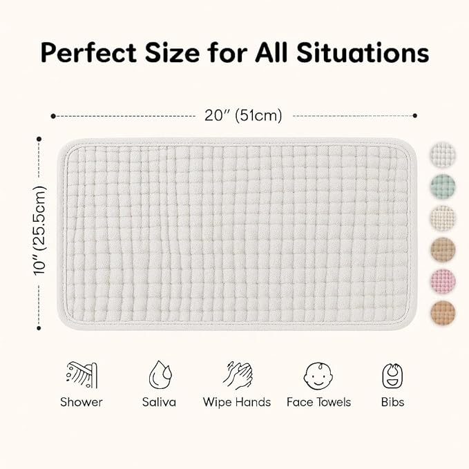 White Muslin Burp Cloths for Babies Set of 6, 20"x10", Baby Girl Burp Cloths Absorbent & Soft, No Shrinkage, Hypoallergenic, Burping Cloths Perfect for Baby Boy/Girl