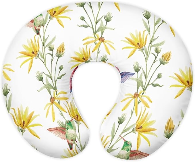 Yellow Flowers Nursing Pillow Cover Nursing Pillows for Breastfeeding Fits The Original Support for Breastfeeding Nipple Shields for Breastfeeding Newborn