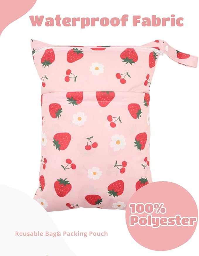 Wet Dry Bag Reusable Waterproof Swimming Bag Travel Beach Pool Yoga Gym Bag for Baby Cloth Diaper Swimsuits Wet Clothes Two Zipper Pockets 3 Pack 3L27