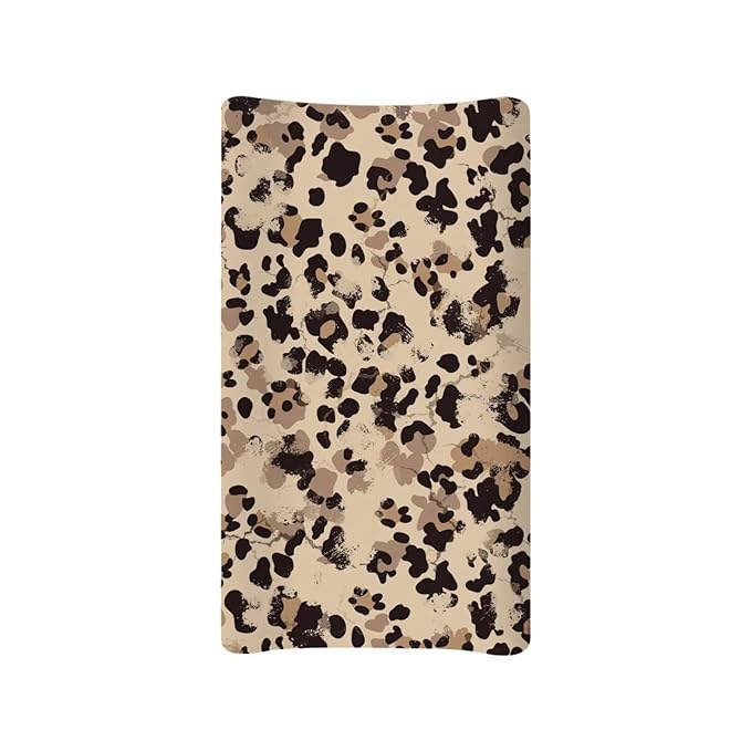 Leopard Print Diaper Change Table Covers Easy to Install Girl Changing Pad Cover with Elastic Edge Easy to Install Cradle Mattress Sheets for All Season