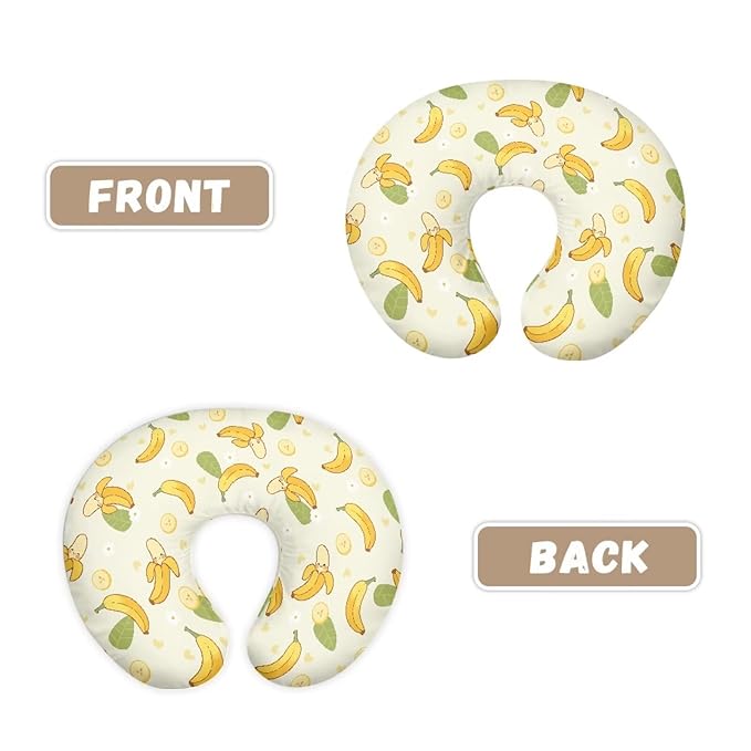 Banana and Cute Leaf Nursing Pillow Cover for Baby Boy Girl Newborn U-Shaped Breastfeeding Pillowcase Cushion Cover Stain Resistant and Not Easy to Fade