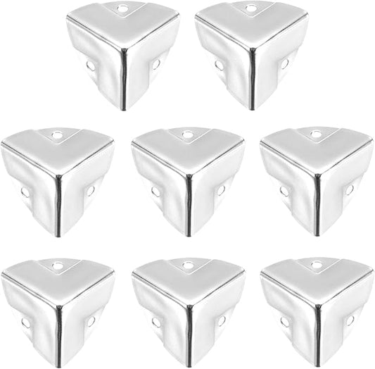uxcell 8PCS Metal Corner Protector 0.9 x 0.9 x 0.9 Inch Box Edge Guard Protector Zinc Alloy Cabinets Speaker Corners Protector for Furniture Decorative (Imprint Edge, Silver)