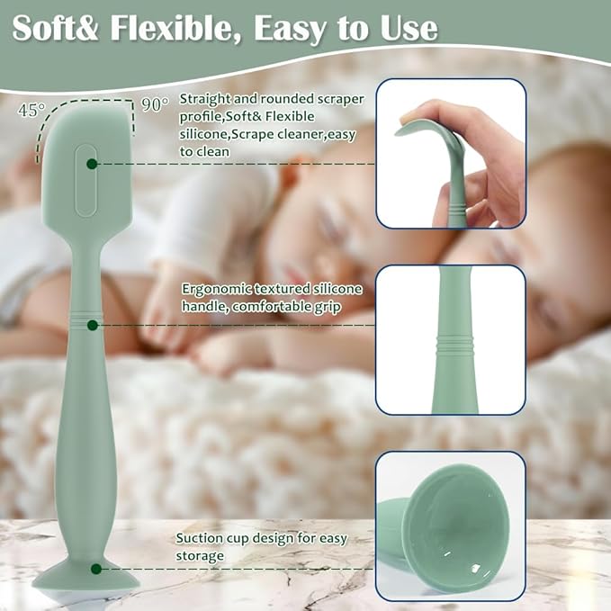 Baby Diaper Cream Spatula,2 Pack Silicone Diaper Cream Applicator Baby Butt Paste Spatula Diaper Cream Brush for Newborn Baby, 1 x Large Size,1 x Small Size (Khaki)