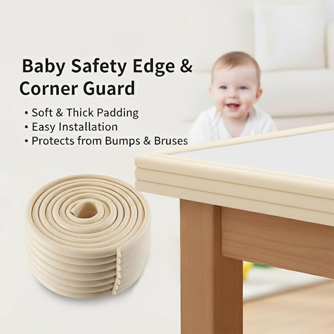 Baby Proofing Edge Corner Protector, 6.5 Ft Self - Adhesive Edge Protector for Baby, Soft NBR Rubber Foam Padding, Furniture, Sharp Edge Safety Corner Edge Bumper Guard-Pink
