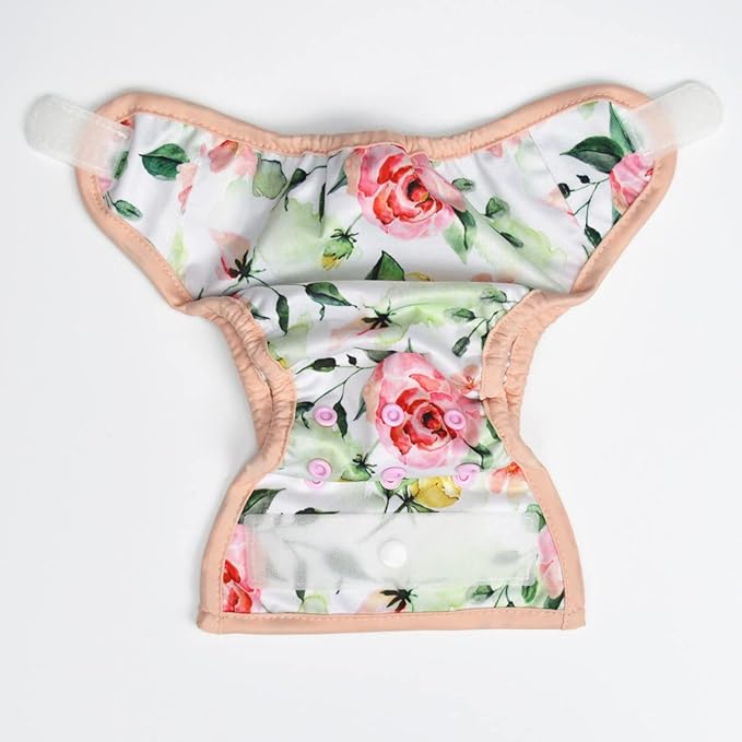 Newborn Baby Cloth Diaper Cover Nappy Hook and Loop (Pink Roses)
