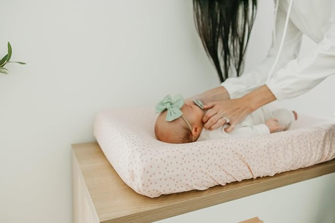 Copper Pearl Premium Knit Changing Pad Cover : Soft, Stylish, and Universal Fit for All Standard Diaper Changing Pads, Trendy Design Changing Pad Covers, Dottie - One Size