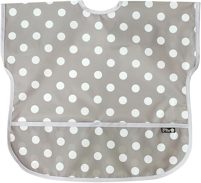 Plie Short Sleeve Waterproof Bib for Toddlers – Easy Clean Feeding Apron for Mealtime, Daycare, Self-Feeding, Lightweight