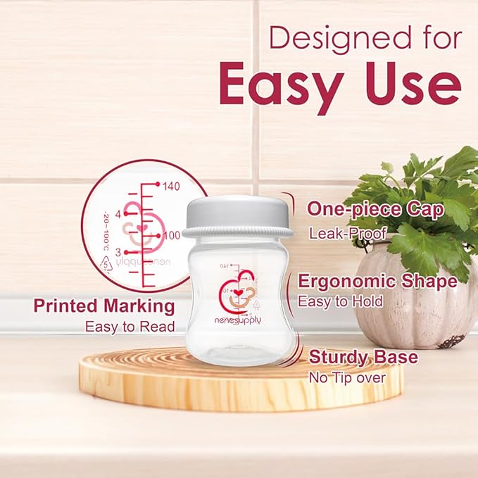 Nenesupply 4.7oz 6pc Wide Neck Breastmilk Storage Bottles Breast Pump Bottles Use on Pumping with Spectra S1 S2 Synergy Gold Breast Pumps Collection Replace Spectra Bottles for Pumping Wide Mouth