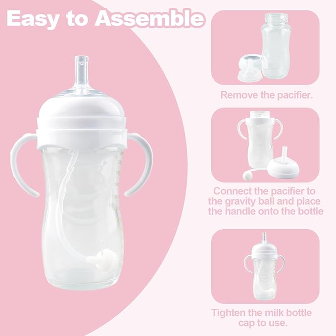 Straw Cup Conversion Kit Compatible for Philips Avent Natural Baby Bottle, Weighted Sippy Cup Transition Kit with Handles for Kids, [Variable Flow] [Spill-Proof] [BPA-Free], 6m+