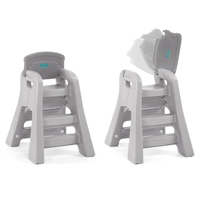 Simplay3 Big Kids Booster Seat, Lightweight Toddler Booster Chair for Dining Table and Kitchen, Toddler Kitchen Helper, Made in USA Gray