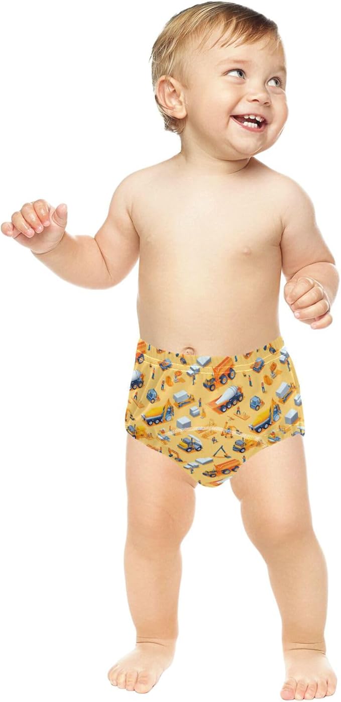 Baby Boys Underwear Potty Training Soft Cotton Boxers Underwear for Toddler Girls 2T Construction Scene Concrete Mixer Truck