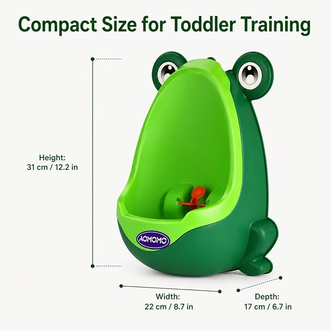 Frog Pee Training Urinal, Cute Frog Potty Training Urinal for Toddler Boys with Funny Aiming Target, Green Toilet Trainer (Green)