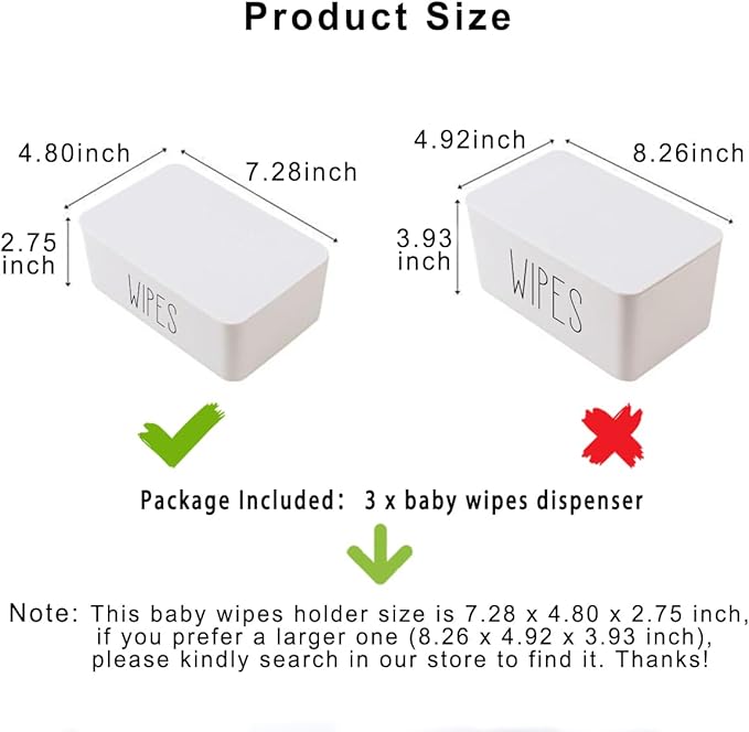 2 Pack Baby Wipes Dispenser Container Bathroom Sleek Flushable Butt Wipes Holder Refillable Easy to Access,7.28" L x 4.80" W x 2.75" H (Black)