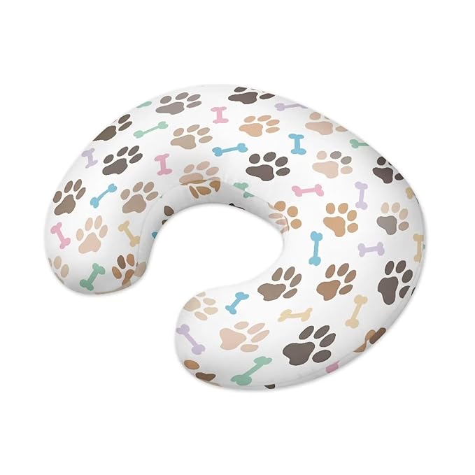Multi Paw and Bone Breastfeeding Pillow Slipcover for Baby Newborn U-Shaped Breastfeeding Pillowcase Cushion Cover Stretchy Replaceable Pillow Cover Slipcover