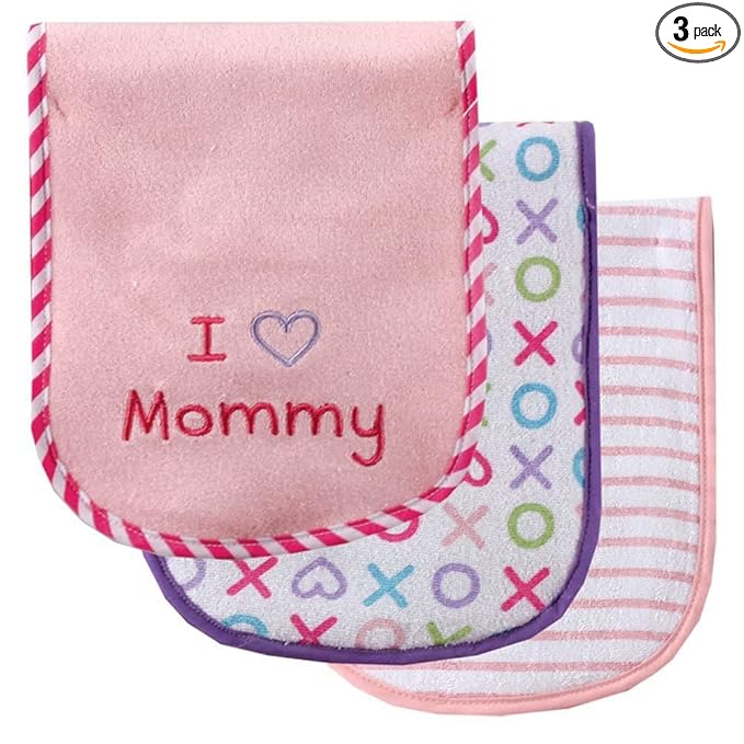 Luvable Friends Unisex Baby Cotton Burp Cloths with Fiber Filling, Pink Mom, One Size