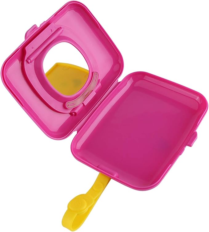 Portable Baby Wipes Dispenser Holder Cute Wet Wipe Container Outdoor Travel Stroller Wet Wipes Box Reusable Tissue Case Dispenser for Home Office Cars (Rose red Box)