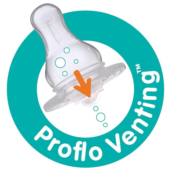 Evenflo Feeding Premium Proflo Vented Plus Polypropylene Baby, Newborn and Infant Bottles - Helps Reduce Colic - Teal/Green/Blue, 8 Oz, 6 Bottles