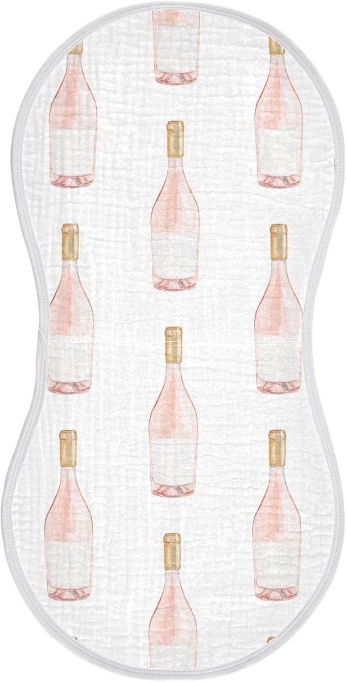 vvfelixl Muslin Burp Cloths Watercolor Rose Wine Bottle Baby Washcloths for Baby Girl Boys 2 Pack