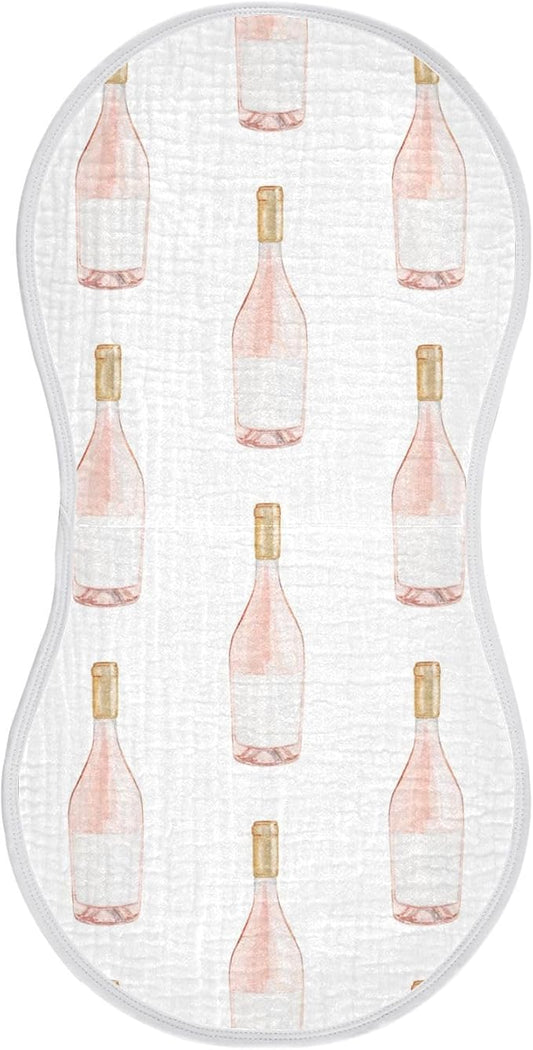 vvfelixl Muslin Burp Cloths Watercolor Rose Wine Bottle Baby Washcloths for Baby Girl Boys 2 Pack