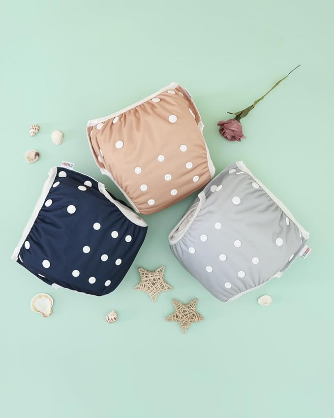 ALVABABY Large Cloth Swim Diaper 3pcs Baby/Toddler/Infant Snap Reusable Adjustable Swimming Diaper Baby Boy and Girl 3ZSWY73A