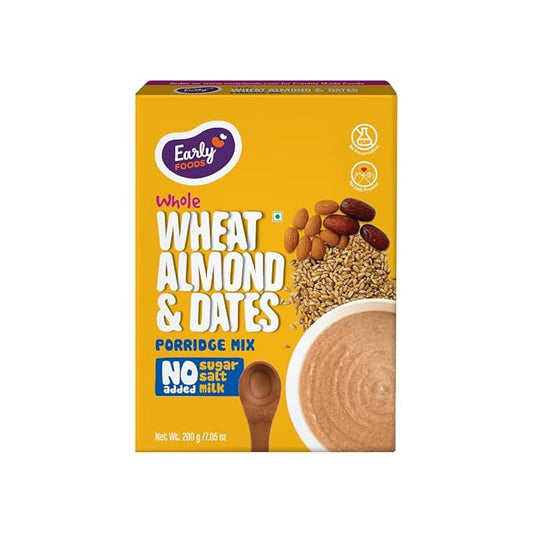 Early Foods - Organic Instant Wheat, Almond & Date Porridge Mix 200g - Indian Baby Foods, Vegan Baby Food, 100% Plant Based