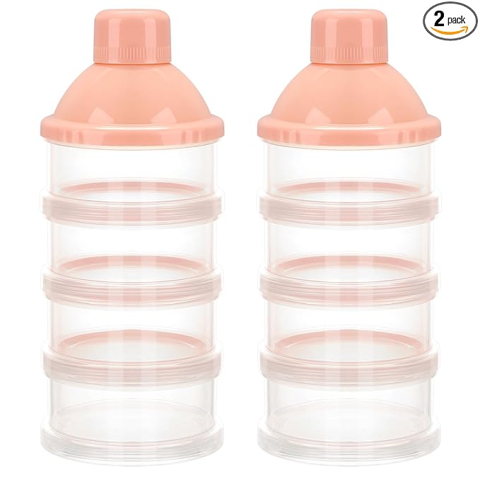 Accmor Formula Dispenser On The Go, 4 Compartments Stackable Formula Container for Travel, Baby Milk Powder Kids Snack Container, BPA Free ﻿