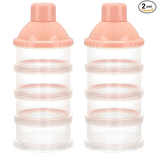 Accmor Formula Dispenser On The Go, 4 Compartments Stackable Formula Container for Travel, Baby Milk Powder Kids Snack Container, BPA Free ﻿