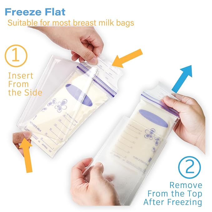Freeze Flat Breast Milk Storage Bag |Breastmilk Freezer Flattener Kit Make Mother's Milk Bags Organizer Even to Save Refrigerator Space | Fit 3 4 5 6oz, 2-Pack