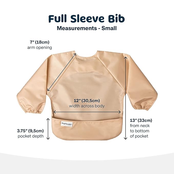 Tiny Twinkle Long Sleeve Bib for Babies & Toddlers | 2-Pack Waterproof Smock Bib for Eating | Machine Washable & Mess-Proof Feeding Essentials | Newborn Shower Gift (Periwinkle Putty,6–24M)