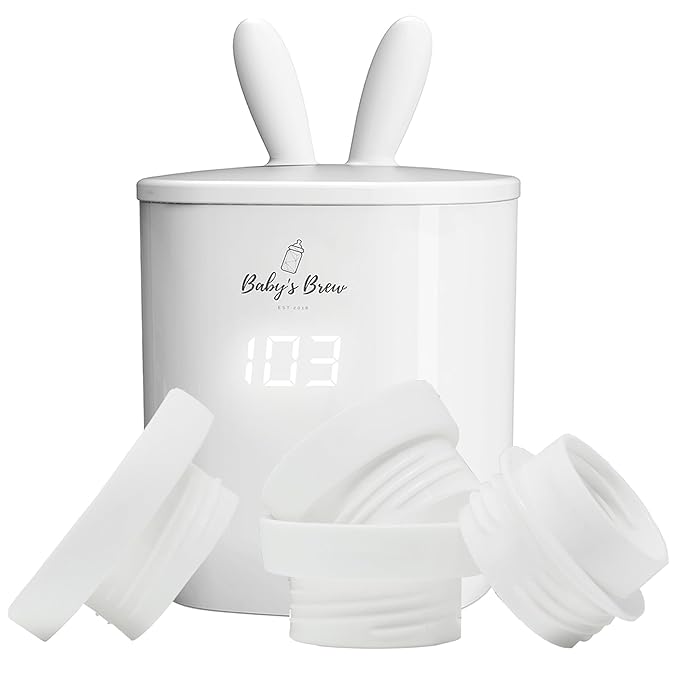 Baby's Brew Portable Bottle Warmer with Adapter Set – Cordless Baby Bottle Warmer for Breastmilk & Formula, Rechargeable, Leak-Proof, Travel-Friendly Milk Warmer, White