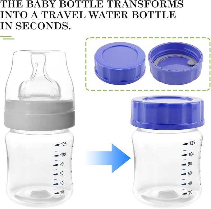 6pcs Baby Bottle Caps with Sealing Gasket, Travel and Storage Bottle Lids Airtight Replacement Caps for Wide Neck Glass Bottles (Purple)