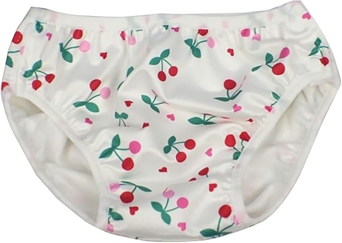 Baby Kids Swim Nappies Cover Diaper Swimming Trunks Middle-Waisted Swimming Training Pants (24-36 Months, Cherries)