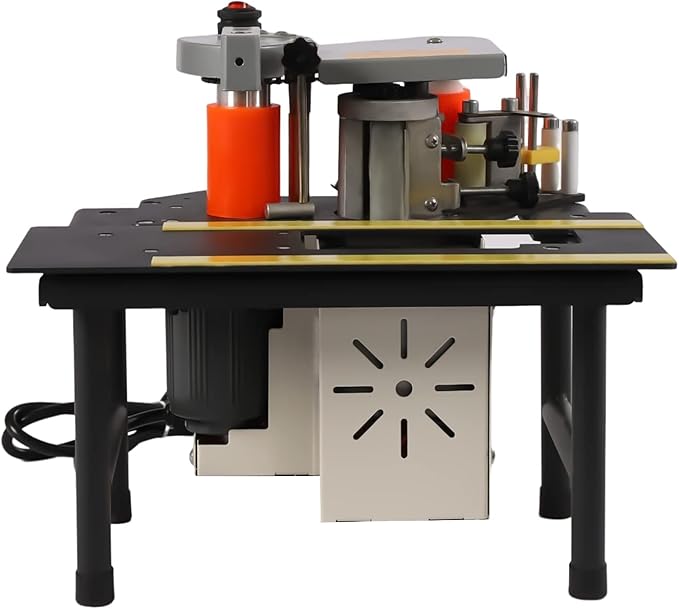 Portable Edge Banding Machine, 900W 0-6M/Min Edge Banding Speed Woodworking Edge Bander Benchtop Double Side Gluing Banding Machine for Melamine Paper Wood Plastic, 0.28-2.4In Edge Banding Height