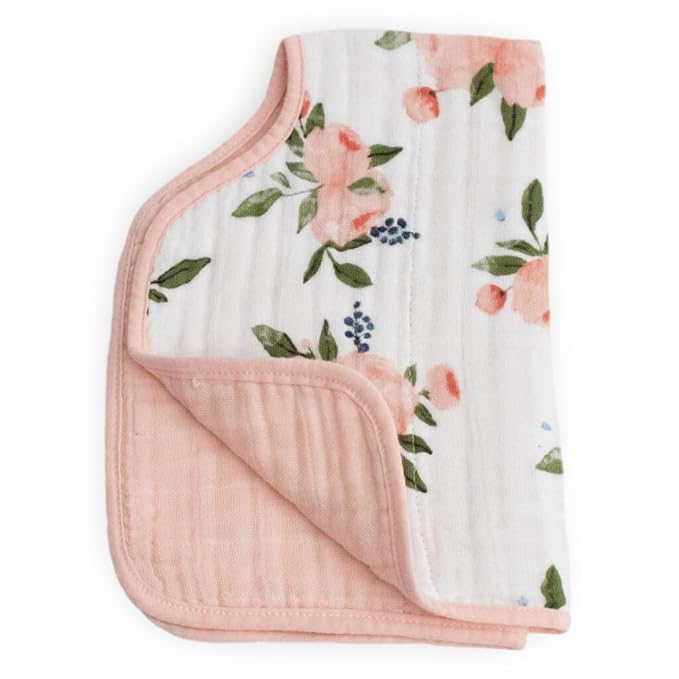 Little Unicorn Ultra-Absorbent Premium Burp Cloth 2 Pack | Soft on Baby's Skin | Larger Size | Ergonomic Design | Set of 2 (Watercolor Roses)